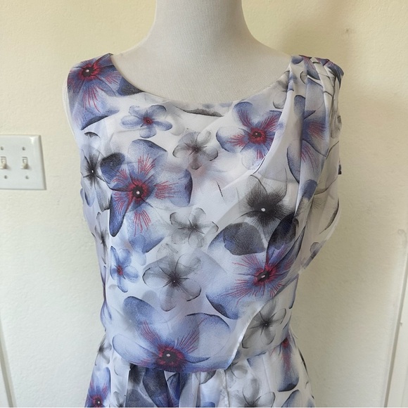LC Lauren Conrad Lavander and Blue Ruffled Mini Summer Sheer Lightweight Dress 6 - Picture 3 of 13